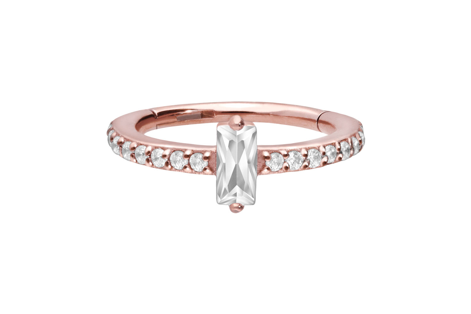 Chirurgenstahl Segmentring Clicker Piercing KRISTALLRECHTECK + EINGEFASSTE KRISTALLE